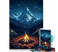 Rompecabezas Fogata en la montaña bajo Las Estrellas de 1000 Piezas para Adultos Juguete de lógica Mental Diversión Tranquila Corte Firme Regalo Ideal 50x75cm