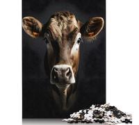 Rompecabezas fotográfico de Retrato de Vaca, Juguete de descompresión, Rompecabezas de cartón 100% Reciclado para Adultos, Adolescentes, Regalo del Día del Padre, 1000 Piezas (26 x 38 cm)
