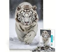 Rompecabezas fotográfico del Tigre Blanco 1000 Piezas diversión Garantizada tecnología Avanzada de Corte láser Juguete de Entretenimiento para Interiores (38x26cm)