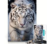 Rompecabezas fotográfico del Tigre Blanco 1000 Piezas Juego de concentración Mental Corte de precisión Bordes Lisos Actividad Absorbente para Noches tranquilas (38x52cm)
