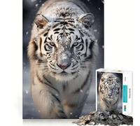 Rompecabezas fotográfico Tigre Blanco 1000 Piezas para ejercitar la Memoria con Bordes Lisos y Encaje Forma Divertida de llenar Las Horas Libres (50x75cm)
