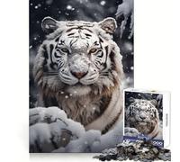 Rompecabezas fotográfico Tigre Blanco para Adolescentes, 1000 Piezas, estimulación Mental, distracción Suave, Encaje Firme, Regalo navideño (38x26cm)