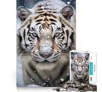 Rompecabezas fotográfico Tigre Blanco para Adolescentes 1000 Piezas Mejora la Agilidad Mental Juego tamaño Uniforme Piezas precisas Actividad Nocturna Divertida en Familia (50x75cm)