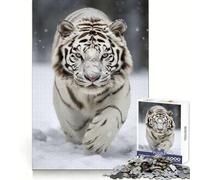 Rompecabezas fotográficos Tigre Blanco para Adolescentes, 1000 Piezas, práctica de lógica, Momentos de relajación, Bordes limpios, Regalo Ideal (38x52cm)
