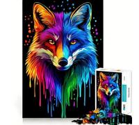Rompecabezas Fox Co de Arte Pop con diseño de Zorro arcoíris para Adolescentes, 1000 Piezas, Juego Mental, Juguete Relajante, Corte preciso, (38x26cm)