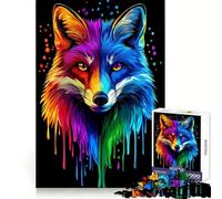 Rompecabezas Fox Co de Arte Pop con diseño de Zorro arcoíris para Adolescentes, 1000 Piezas, Juego Mental, Juguete Relajante, Corte preciso, (38x26cm)