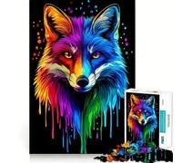 Rompecabezas Fox Co Rainbow Fox Pop Art para Adolescentes, 1000 Piezas, Juguete para la Mente, Escape Tranquilo, Borde preciso, Regalo increíble (38x52cm)