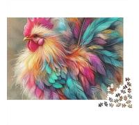 Rompecabezas Gallo con Plumaje arcoíris,1000 Piezas,cartón Grueso Primera Calidad,para aliviar el estrés,Interiores,Regalo Vacaciones Adultos,Principiantes y entusiastas,52 x 38 cm (1000 Piezas)