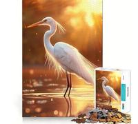 Rompecabezas Garza Blanca al Atardecer 1000 Piezas Diversión para Estimular la Concentración Corte Láser para un Encaje Actividad para Compartir con Seres Queridos (50x75cm)