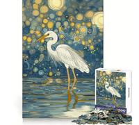 Rompecabezas Garza Blanca Bajo la Noche Estrellada, 1000 Piezas, Pensamiento, Entrenamiento, Recreación Tranquila, Bordes Definidos, Regalo Conmovedor (38x26cm)