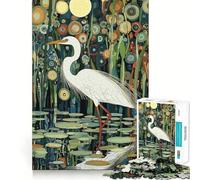 Rompecabezas Garza Blanca en Bosque Estrellado 1000 Piezas Juego cognitivo Divertido Troquelado de Alta precisión aliviar el estrés (38x52cm)