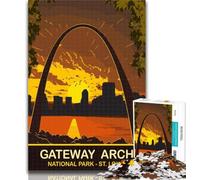 Rompecabezas Gateway Arch Sunset de 1000 Piezas para Adolescentes, Regalo de cumpleaños, decoración de Pared para Mayores de 14 años, 26x38cm