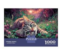 Rompecabezas Gatito se miente en la Hierba Mirando hacia Arriba Mascotas Puzzle 1000 Piezas Adultos - Regalo, Juego Familiar, Decoración del Hogar 70x50cm/1000pcs