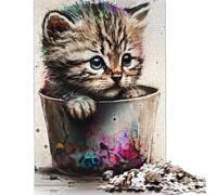 Rompecabezas Gatitos en un Cubo de Papel 100% Reciclado, Rectangular, para Adultos y Adolescentes, 1000 Piezas (26 x 38 cm)