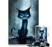 Rompecabezas Gato Azul Enojado para Adultos 1000 Piezas Mejora la Memoria Agradable Tiempo Libre Corte de Precisión (38x52cm)