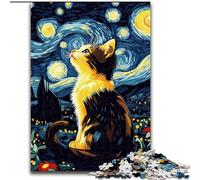 Rompecabezas Gato bajo el Cielo Nocturno de 1000 Piezas para Adolescentes Un Juego desafiante Ideal para Regalar a Toda la Familia (50x75cm)