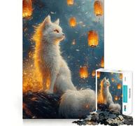 Rompecabezas Gato Blanco con Faroles 1000 Juego de Concentración Mental Diseño Ajustado Sin Espacios Desafío Interactivo para el Cerebro en Casa (38x52cm)