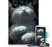 Rompecabezas Gato Blanco en el Agua para Adultos 1000 Piezas Juego de Memoria Corte Láser para un Ajuste Perfecto Aliviar el Estrés (38x52cm)