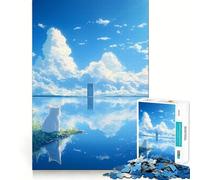 Rompecabezas Gato Blanco en el Lago para Adolescentes 1000 Piezas Mejora la Mentalidad Juego Tamaño Uniforme Piezas Precisas Diversión Familiar Actividad Nocturna (38x26cm)