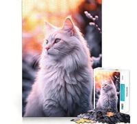 Rompecabezas Gato Blanco en la Nieve para Adolescentes 1000 Piezas Mejora la Mentalidad Juego Tamaño Uniforme Piezas Precisas Diversión Familiar Actividad Nocturna (38x26cm)