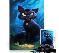 Rompecabezas Gato Come Pescado de 1000 Piezas para Adultos Estimulación Cerebral Entretenimiento Tranquilo Corte Bonito Regalo (50x75cm)