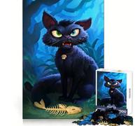 Rompecabezas Gato Come Pescado para Adultos, 1000 Piezas Desarrolla la Capacidad de razonamiento Un Agradable Momento de Ocio Bordes impecables Un Elegante (38x26cm)