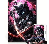 Rompecabezas Gato Demonio Negro para Adolescentes 1000 Piezas Desafío Inteligente Escape Relajante Cierre Fino Bonito Regalo (50x75cm)
