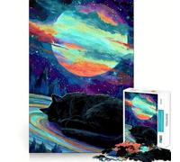 Rompecabezas Gato durmiendo bajo el Cielo cósmico para Adolescentes, 1000 Piezas, Juego de lógica, diversión en Interiores, Pieza de colección de Arte de Bordes precisos 50x75cm