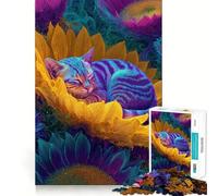 Rompecabezas Gato durmiendo en un Campo de Girasoles para Adolescentes, 1000 Piezas, Actividad para ejercitar la Mente en casa, Bordes precisos, Regalo Festivo 50x75cm