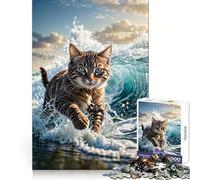 Rompecabezas Gato en el Mar para Adolescentes 1000 Piezas Pensamiento Estratégico Interacción Suave Ajuste Preciso (50x75cm)