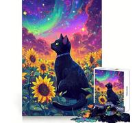 Rompecabezas Gato en Girasol Galaxia para Adolescentes 1000 Piezas Desafío Inteligente Escape Relajante Cierre Fino Bonito Regalo (38x26cm)