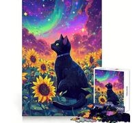 Rompecabezas Gato en Girasol Galaxia para Adolescentes 1000 Piezas Potenciador de Memoria Escape Consciente Corte Preciso Regalo Memorable (50x75cm)