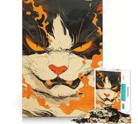 Rompecabezas Gato Enojado con Aura de Fuego,1000 Piezas,Juguete Creativo,componentes Resistentes y de Corte Limpio,Ideal para Viajar,Juego Mental,Regalo (50x75cm)