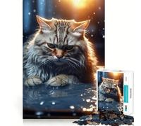 Rompecabezas Gato Enojado en el Agua 1000 Juego de concentración Mental Corte de precisión Bordes Suaves Juego de construcción de Conexiones significativas (38x26cm)
