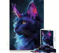 Rompecabezas Gato Espacial Morado de 1000 Piezas para Adultos, Juguete para desafiar la Mente, Tiempo Libre, diseño nítido, Regalo increíble (50x75cm)