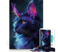 Rompecabezas Gato Espacial Morado de 1000 Piezas para Adultos, Juguete para desafiar la Mente, Tiempo Libre, diseño nítido, Regalo increíble (50x75cm)