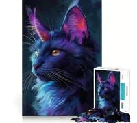 Rompecabezas Gato Espacial Morado de 1000 Piezas para Adultos Mejora la Memoria Ideal para el Ocio Corte Firme Fiestas (38x52cm)