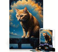 Rompecabezas Gato inspeccionando el dominio para Adolescentes,1000 Piezas,práctica de lógica,Escape Tranquilo,Bordes limpios,Regalo Encantador (38x52cm)