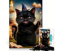 Rompecabezas Gato Mago de 1000 Piezas,Juego de ingenio,Troquelado de Alta precisión,pasatiempo Fascinante para Momentos de Ocio (50x75cm)