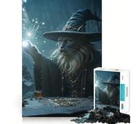 Rompecabezas Gato Mago Lanzando un Hechizo 1000 Piezas Juego de lógica y Pensamiento Experto en Corte Artesanía Tiempo de Tranquilidad Ejercicio Mental en casa (50x75cm)