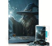 Rompecabezas Gato Mago Lanzando un Hechizo,1000 Piezas,Juego Que Estimula la Mente,Ajuste, Entretenimiento Acogedor para Interiores para Todos (38x26cm)