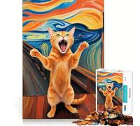 Rompecabezas Gato Naranja El Grito 1000 Piezas para Adolescentes Juguete para Desarrollar la Habilidad Mental Juguete Divertido y Recreativo Diseño para Ensamblar (38x26cm)