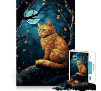 Rompecabezas Gato Naranja en el Bosque 1000 Piezas para Adultos Juguete para Desafío Mental Tiempo de Ocio Diseño Ligero Regalo Increíble (38x26cm)