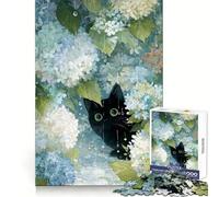 Rompecabezas Gato Negro bajo la Lluvia 1000 Piezas para Adolescentes Claridad Mental Placer Relajante Cierre Sorpresa Festiva (38x26cm)