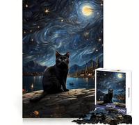 Rompecabezas Gato Negro Callejero para Adolescentes 1000 Piezas Rompecabezas Mental Divertido y Recreativo Arte para Armar Un Regalo Encantador 38x26cm