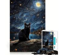 Rompecabezas Gato Negro Callejero para Adolescentes 1000 Piezas Rompecabezas Mental Divertido y Recreativo Arte para Armar Un Regalo Encantador 38x26cm