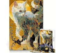 Rompecabezas Gato ornamentado en Paisaje Dorado para Adolescentes 1000 Piezas Juego Inteligente Tiempo en Familia Patrón de ensamblaje Elegir Deseos de Santa Claus (38x26cm)