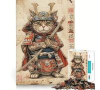 Rompecabezas Gato Samurai de 1000 Piezas para Adultos Ayuda a Mejorar la Memoria y Alivia la ansiedad Diseño artístico para armar Regalo (50x75cm)