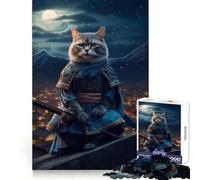 Rompecabezas Gato Samurai Lunar de 1000 Piezas para Adultos Estimula la Capacidad cognitiva Tiempo Bien invertido Corte preciso Regalo Memorable (38x26cm)
