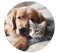 Rompecabezas gato tigré 1000 piezas redondo rompecabezas animal lindo reconfortante para adultos 1000 piezas (67,5x67,5 cm)